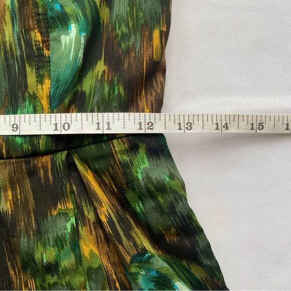 Alice + Olivia Green Watercolor Silk Strapless Mini Dress Size 4 - Picture 15 of 16